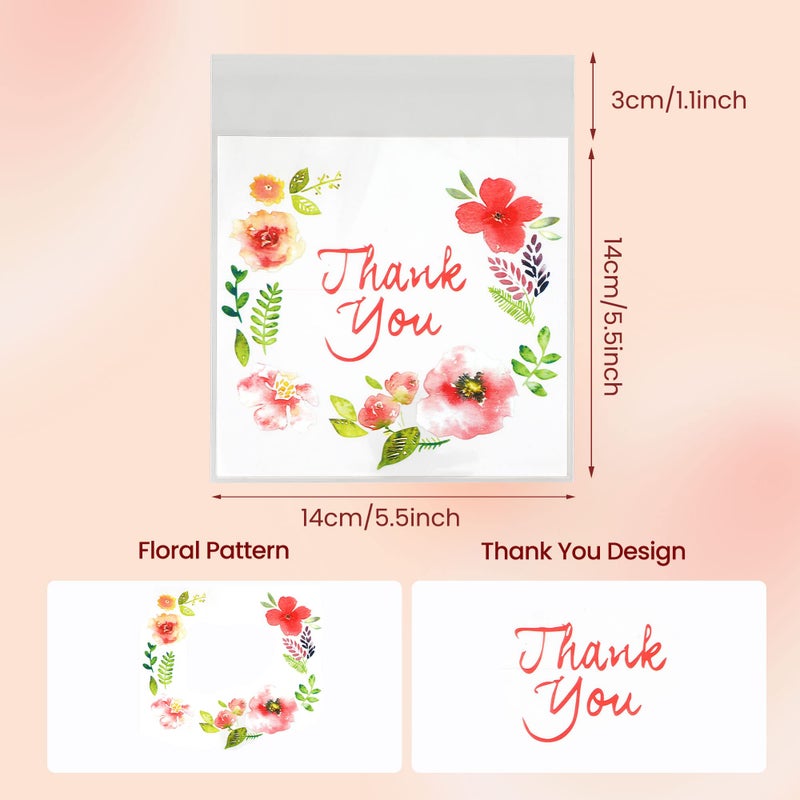 NUOMI 100Pcs Thank You Cellophane Bags Self Adhesive Resealable Cookie Treat Bags for Dessert, Party Treats, Cookie, Candle, Soap, 5.5"X6.7" - Image 3